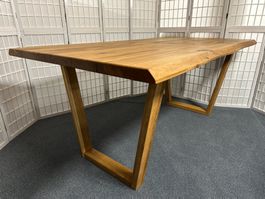 Massivholztisch TED Wildeiche massiv 180 x 100 cm Holzfuss B