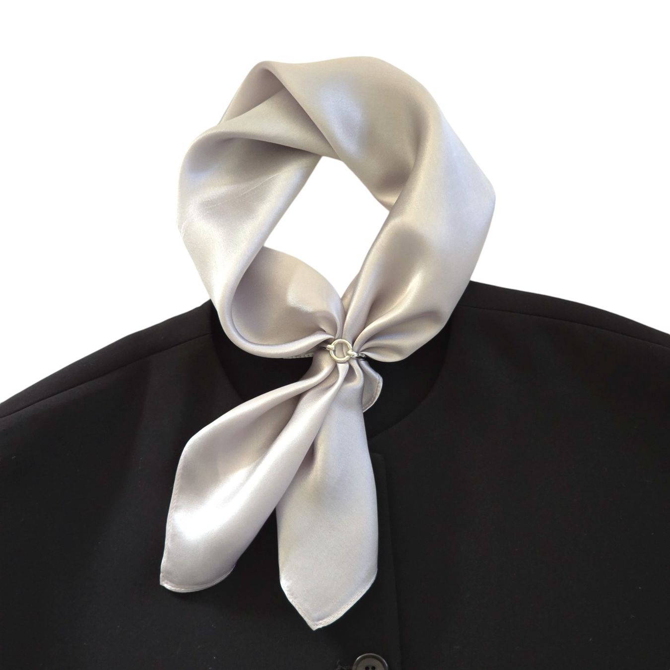 Foulard & Sciarpe: New 53cm Silk Scarf Square Silver Light Grey Plain Color – Nuovo e nell'imballaggio originale da Baar venduto da virginiablossoms 4
