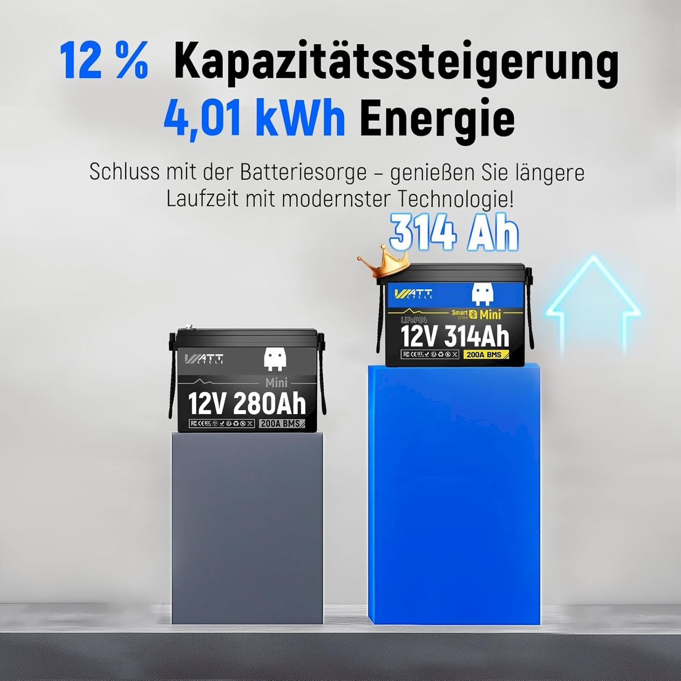 Batterie: WattCycle LiFePO4 Batterie 12V 314Ah BMS – Nuovo e nell'imballaggio originale da Bottighofen venduto da zaap 7
