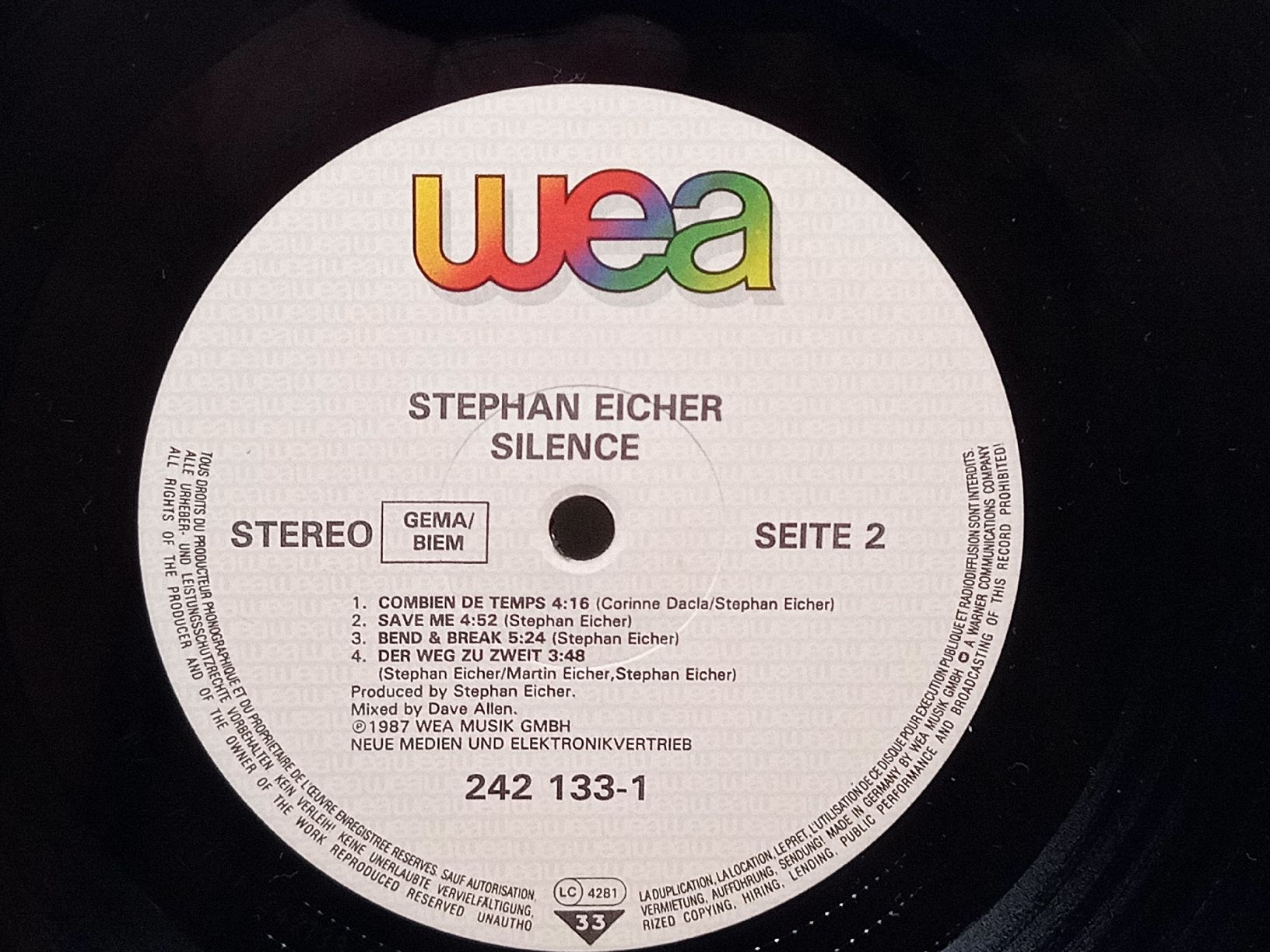 Schallplatten: Stephan Eicher Silence LP Vinyl 1987 – Gebraucht aus basel von markusb07 6