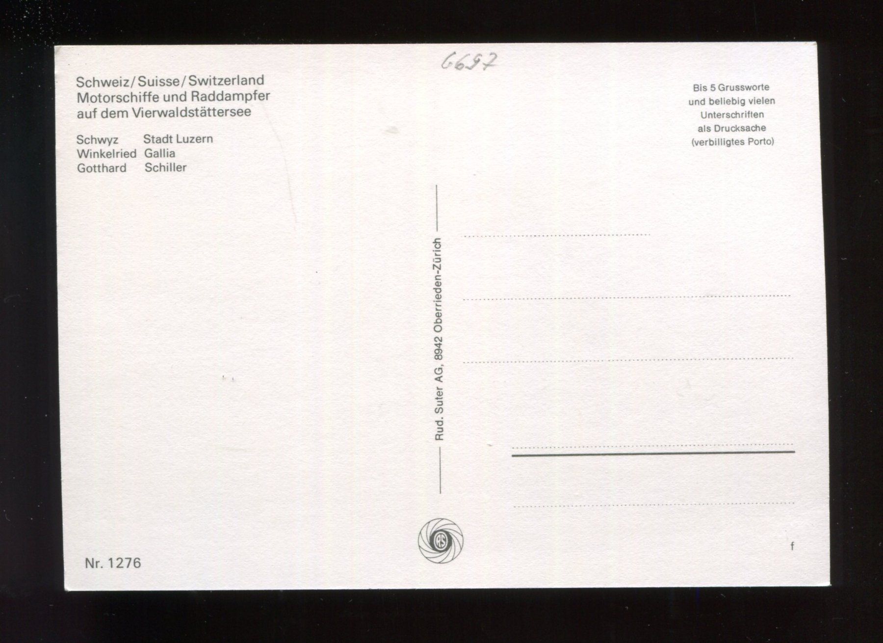 Cartoline postali: Vierwaldstättersee,  6 Schiffe – Usato da Aarau venduto da Elmaar41 2