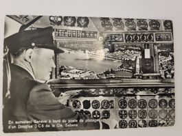 Ansichtskarte Pilot Cockpit Douglas DC6 RZ
