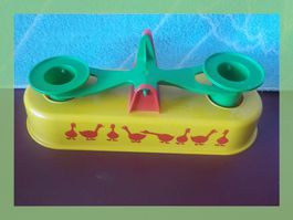 Kinderwaage gelb Entenmuster mit Schalen rot/blau gebraucht