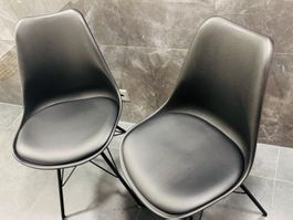 2x-Set Design Lederstühle Hochwertig Schwarz (Office)