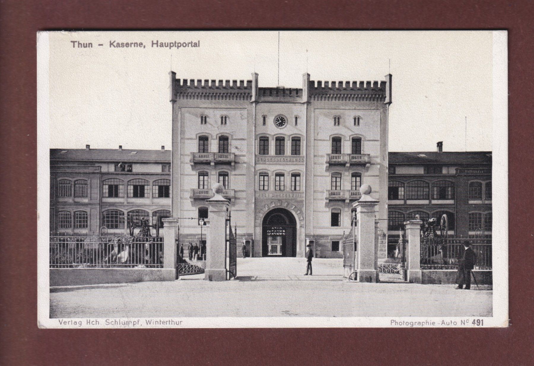 Ansichtskarten: THUN - Kaserne - Hauptportal - 1908 Feldpost – Gebraucht aus Pully von nicecards