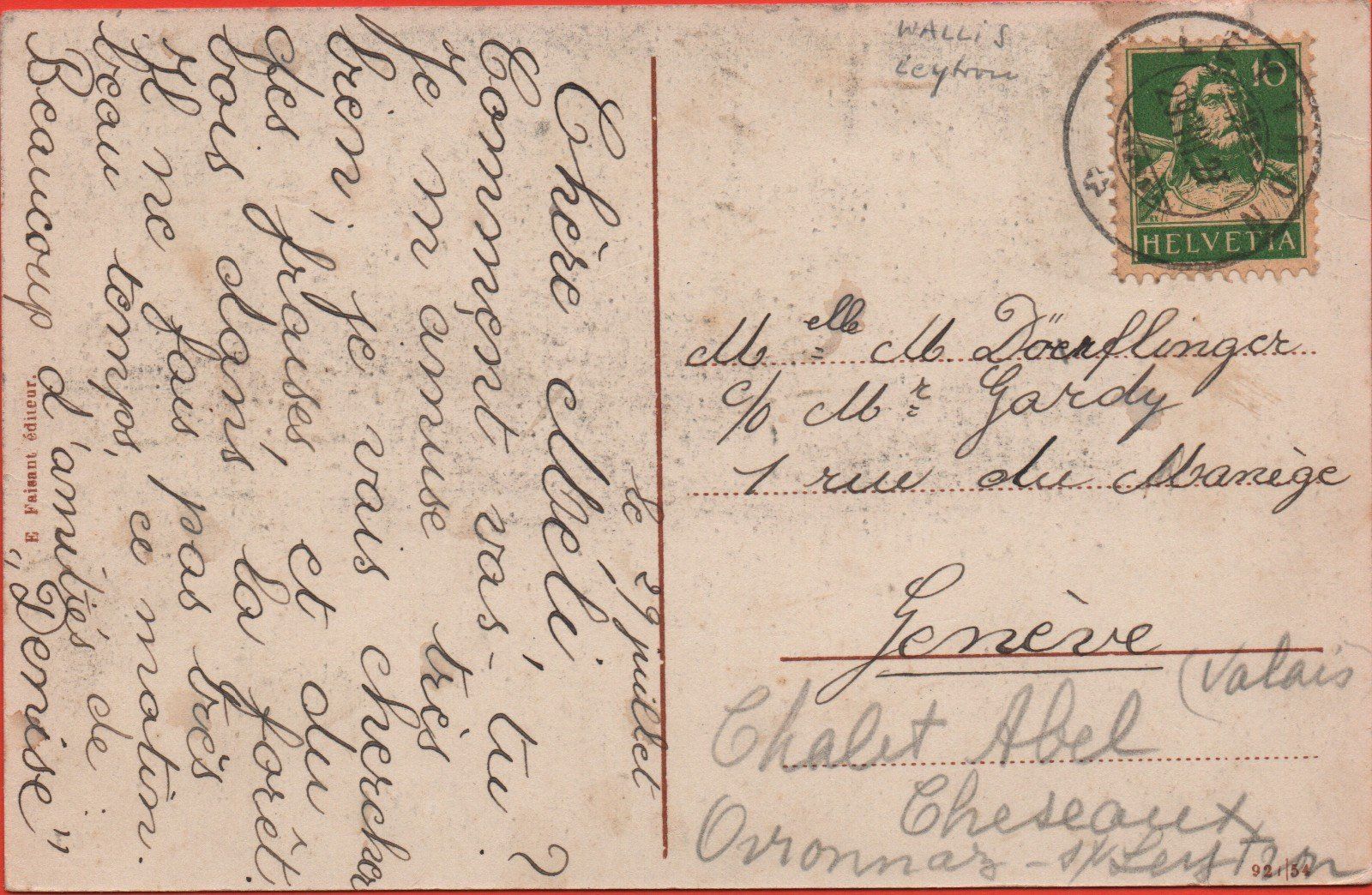 Cartoline postali: OVRONNAZ Chalet de la Poste – Usato da Jona venduto da philajona 1