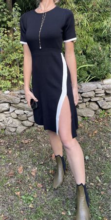 ChicAbito di viscosa nero con spacchi bianco, nuovo,tgS/M/L