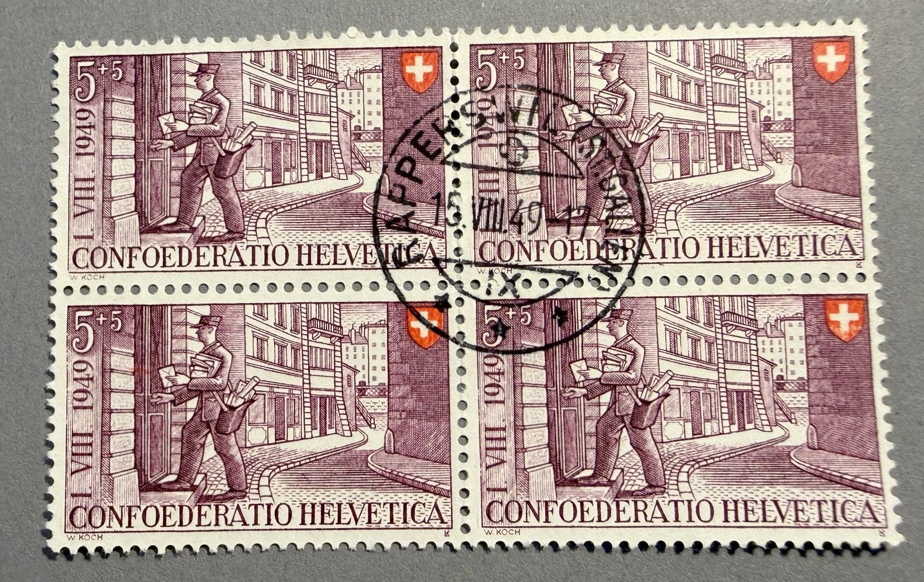Alle Briefmarken: PP42 Viererblock Stempel Rapperswil – Gebraucht aus Steinhausen von yukon26