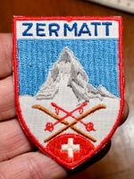 VINTAGE Badge ZERMATT nos ST. GALLER STICKEREI ski berg blau