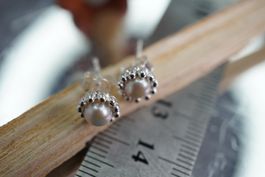 Perle Weiss  Ohrstecker 6mm  Stein Silber Sehr Schön