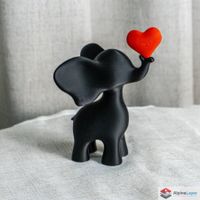 Playful Elephant Heart Sculpture - 3D Printed