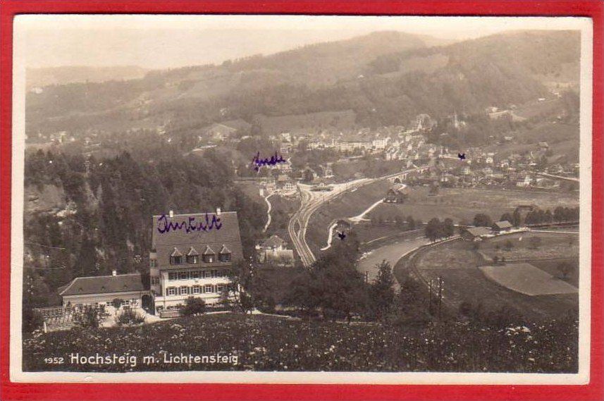 Ansichtskarten: HOCHSTEIG MIT LICHTENSTEIG – Gebraucht aus Grüningen von Kartenlaube