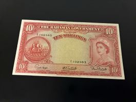 Bahamas Government 10 Shillings ND 1963 Queen Elizabeth II