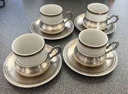 4 Tasses à café en étain, Monopol/Edel Zinn 95%