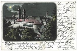 6202   St.Gallen, das Kloster im Mondschein.