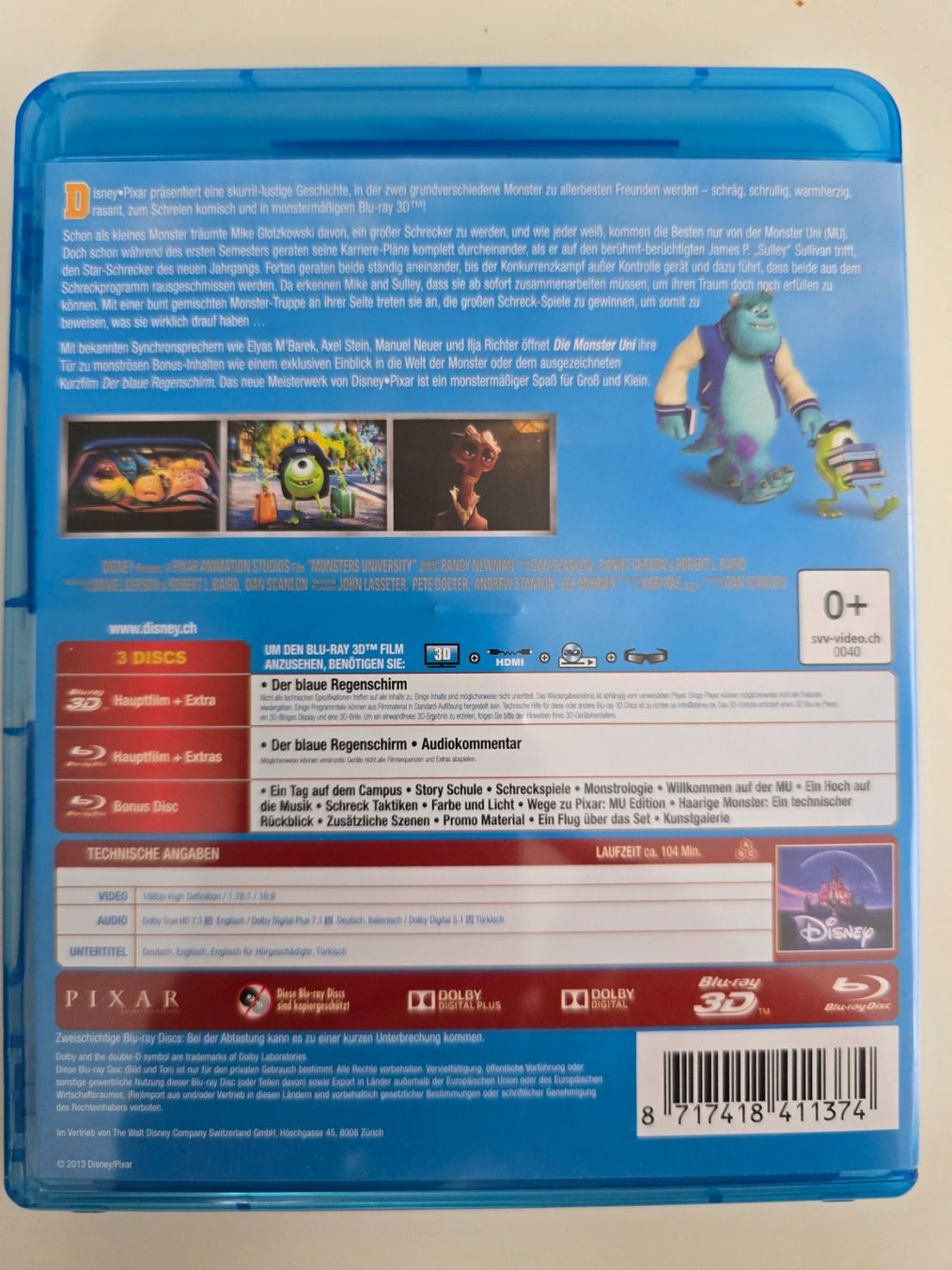 Alle DVDs: DIE MONSTER UNI 3D / 3 DISCS BLU-RAY + 3D + BONUS – Gebraucht aus Buchrain von reloca 1