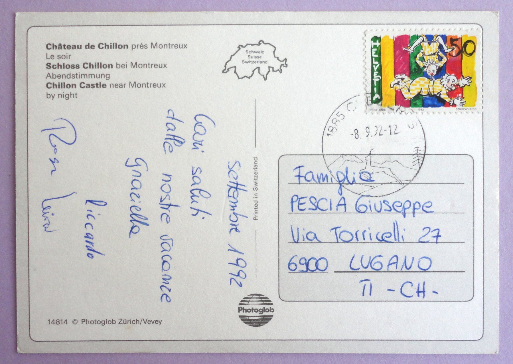 Cartes postales: Château de Chillon, le soir – D'occasion à Fétigny par Billy2miny 1
