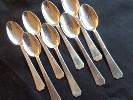 * 8 X CUILLERES A CAFE JEZLER PATRIE ARGENT 800 COMME NEUF