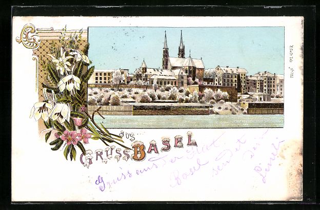 Cartes postales: Winter-Lithographie Basel, Blick auf M – D'occasion à Berlin par bartko-reher