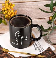 Neue Keramik Kaffee/Tee Tasse mit Motiv La Linea schwarz