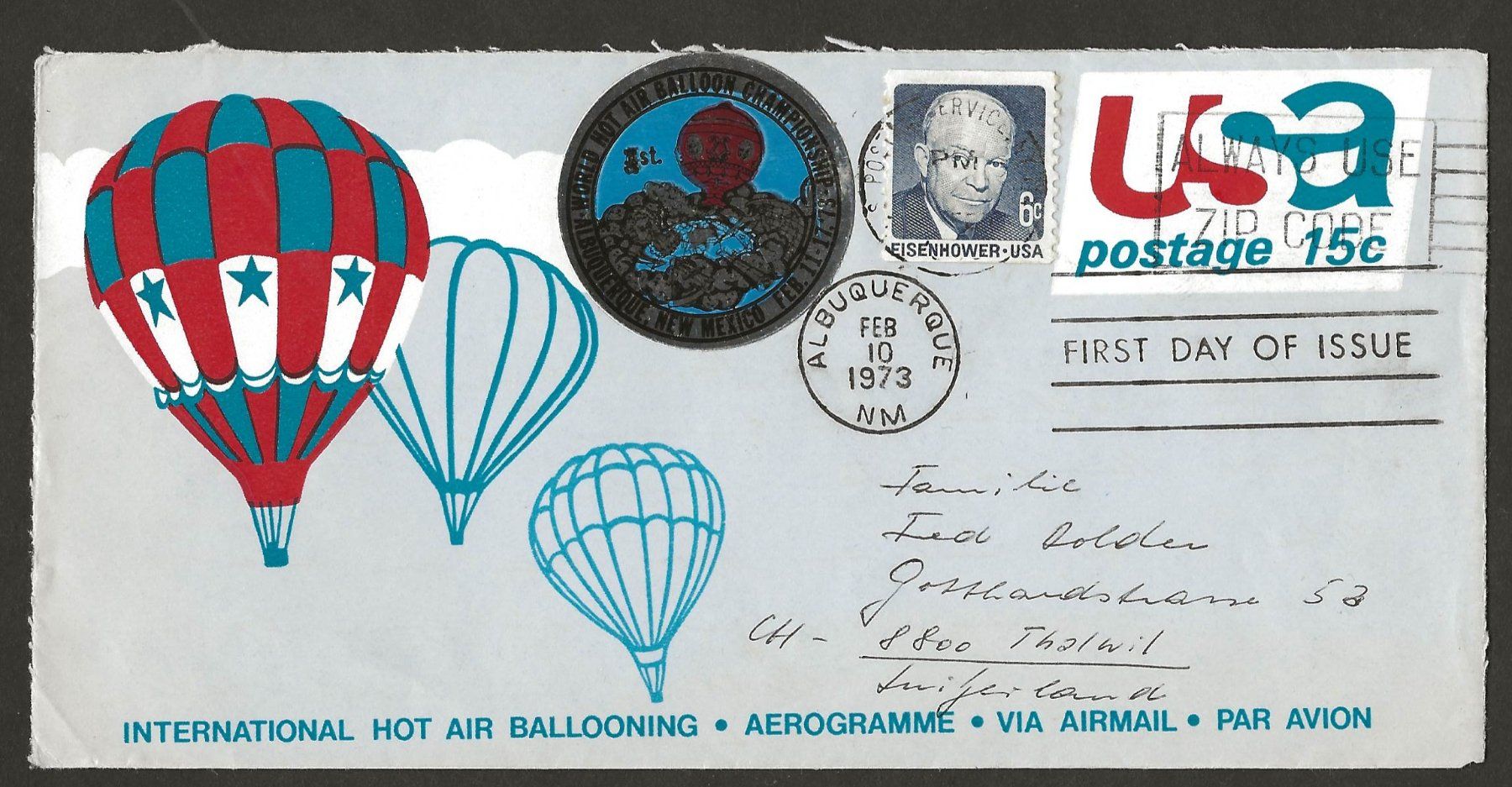 Tutti i francobolli: 8 Ballon USA  Luftpost – Usato da Au ZH venduto da xelagreb01 1