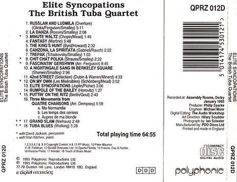 CD: British Tuba Quartet ELITE SYNCOPATIONS Klassik MilitärCD – Usato da Kandergrund venduto da Sososo 1