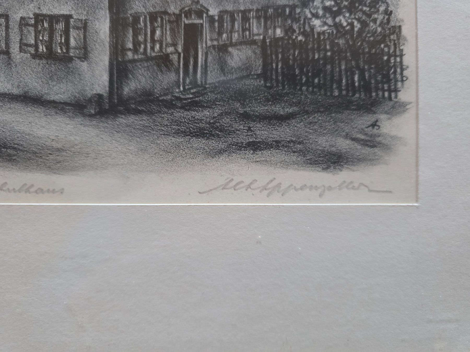 Grafica & Litografie: Litho Vogtshaus mit Schulhaus Goldrahmen – Usato da Walterswil BE venduto da Lonitti 4