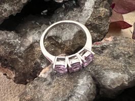 Ring Silber mit Amethyst klassisch zeitlos schön G: 54,5