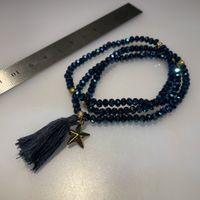 Armband, Perlenkette, blau schimmernd mit goldenen Akzenten