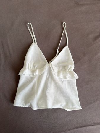 Haut blanc effet lin