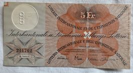 Landesausstellungs Lotterie Los 1939 5 Fr 18. Tranche