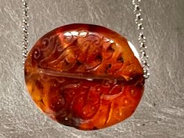 Ancien pendentif cornaline gravée, Afghanistan, 120 ans