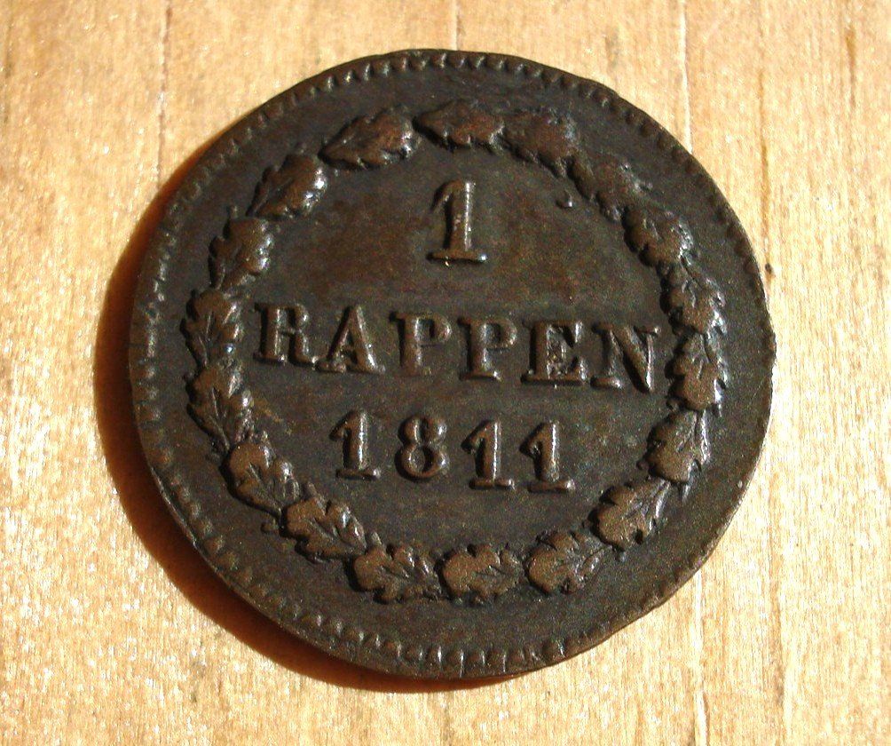 Alle Münzen: (D3) Bern 1 Rappen 1811 – Gebraucht aus Erlach von Net-Coins 1