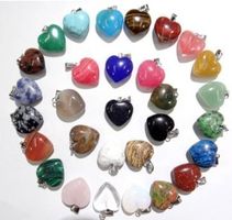 12 x Pendentifs cœur pierre naturelle