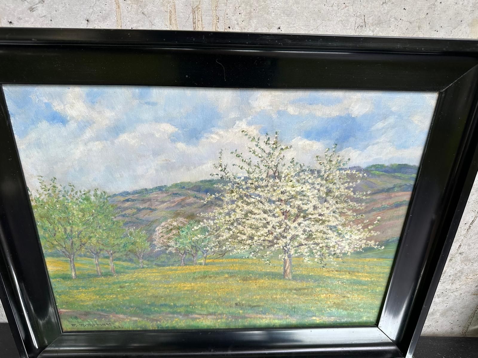 Dipinti: Vintage Spring Landscape Painting, Framed, Signed, 1923 – Usato da Lausanne venduto da vas_cdb2 2