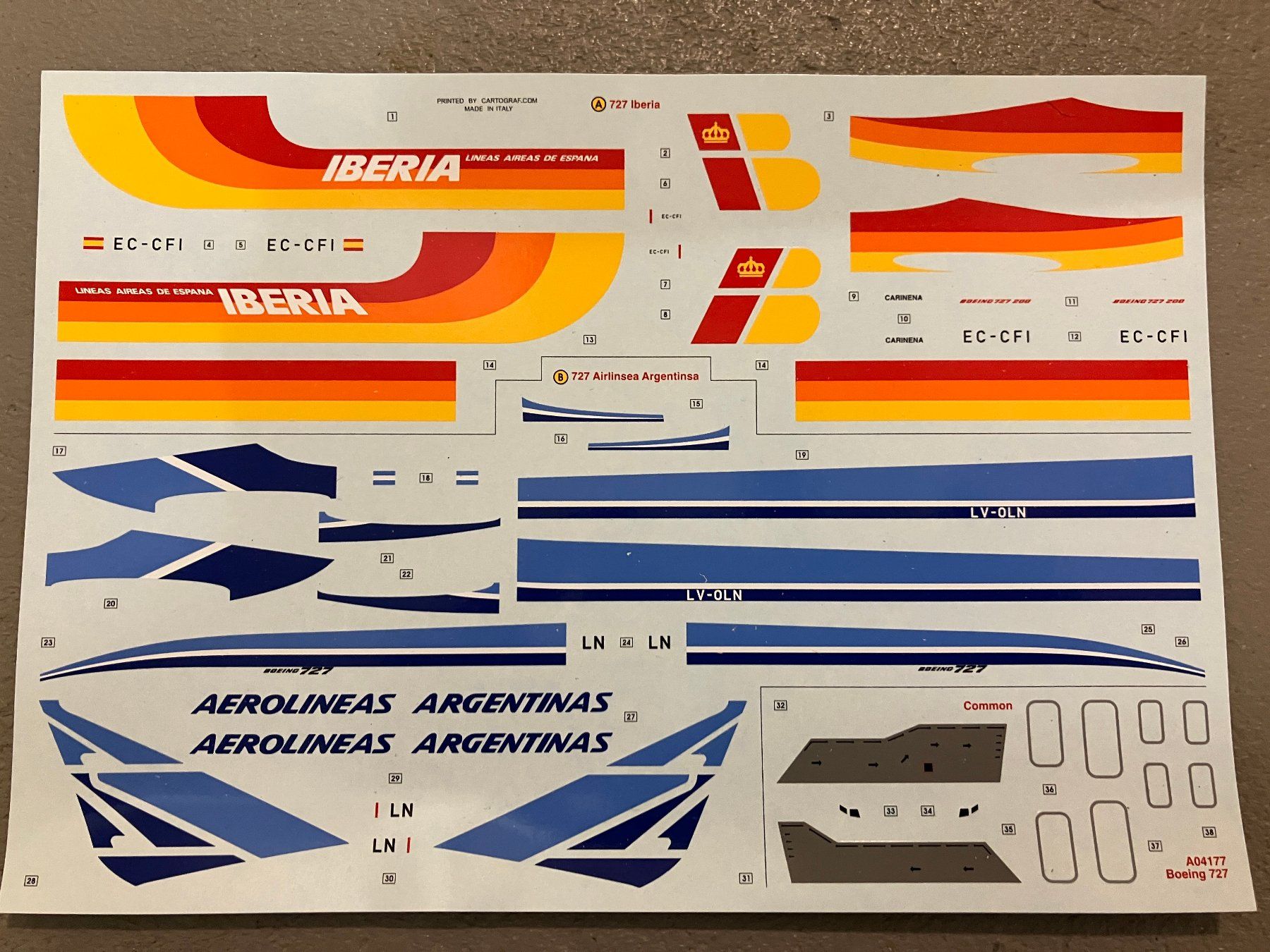 Airfix Modellbausätze & Standmodelle: Decal Sheet zu Boeing B-727 – Neu (gemäss Beschreibung) aus Riedholz von mastercom