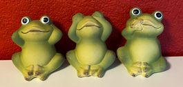 3er Set Deko Frösche "Nichts sehen..." Figuren Garten