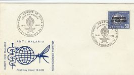 Malaria Ersttagsbrief Genf 1962, UNO 7 Stk