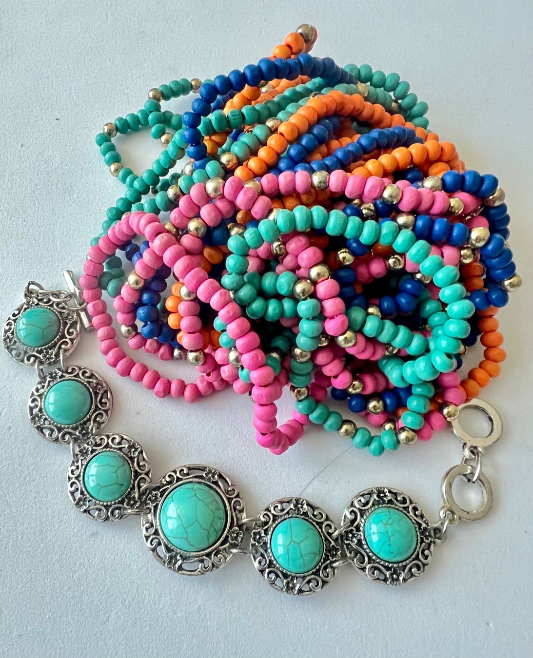 Altri gioielli: 12 Strang Statement-Kette & Ethno-Armband - Boho Beach Set – Usato da Ruswil venduto da artbyhand 2