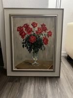 Gemälde: Rote Rosen in Vase, gerahmtes Ölgemälde🌹(80x60)
