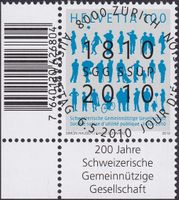 2010, Nr.1354 "Gemeinnützig" mit ET-Voll-Stempel +ECKTAB.