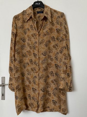 Paul Costelloe 100% Seiden Bluse Gr 38 Veloprint Longbluse
