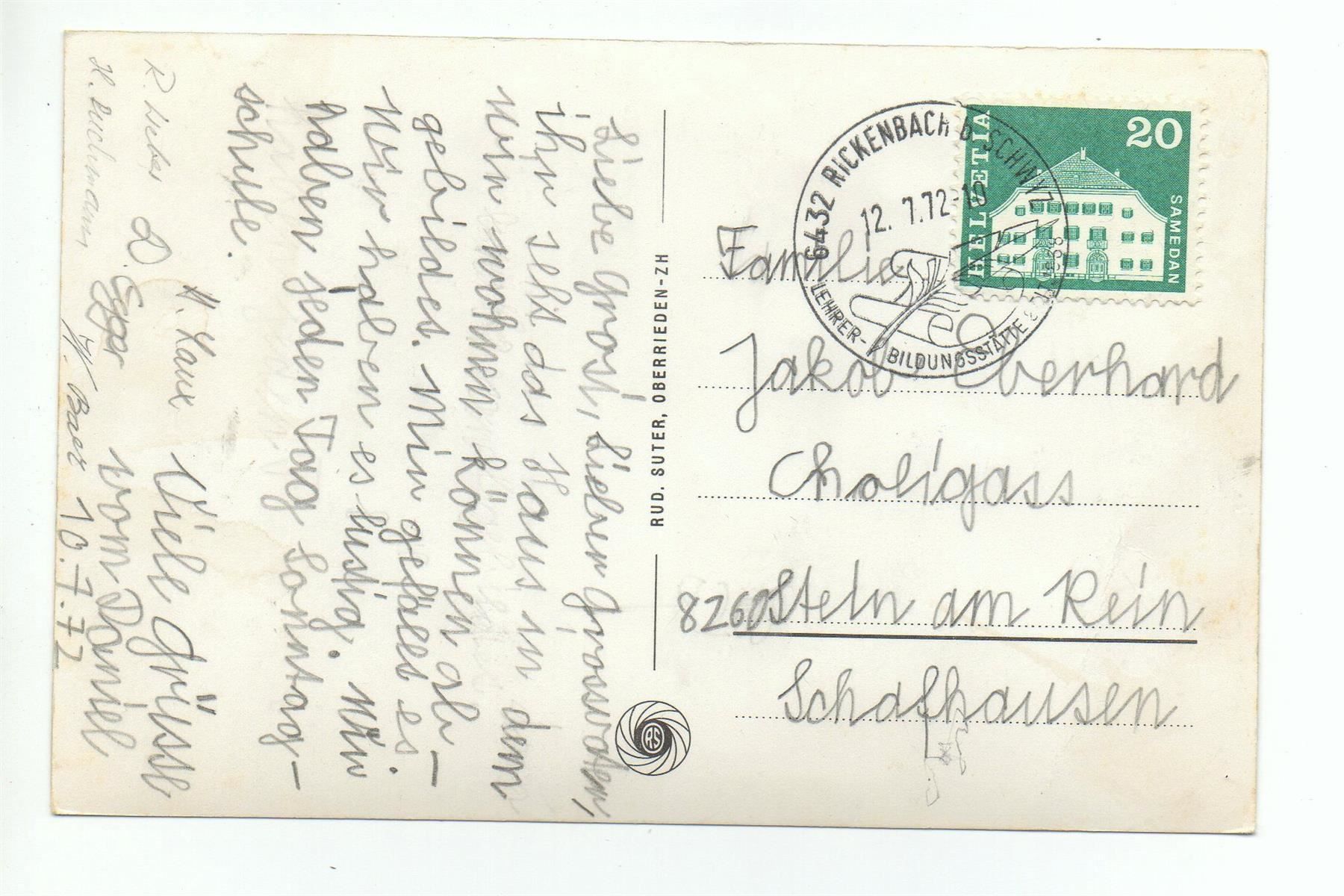 Cartoline postali: OBERIBERG Skihaus Eseltritt S.A.C. – Usato da Jona venduto da philajona 1