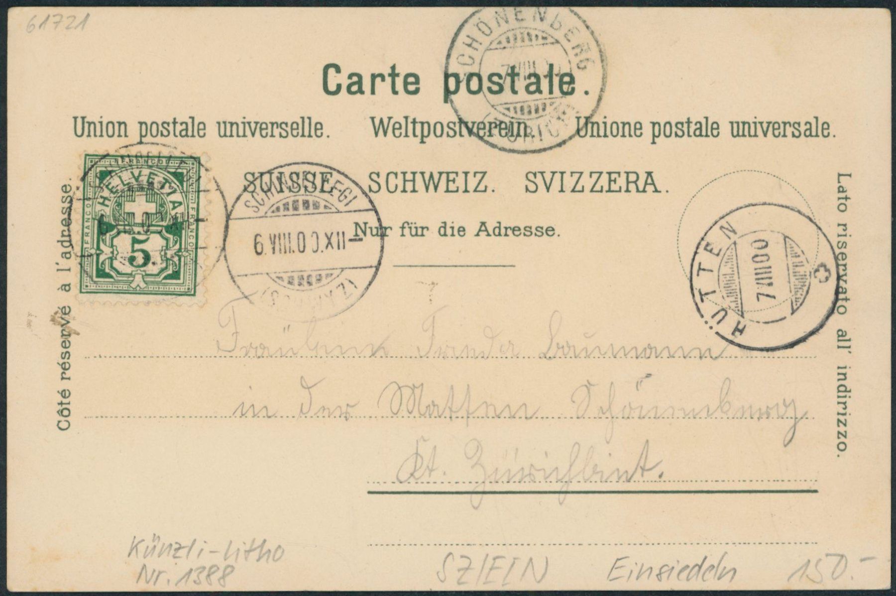 Cartes postales: SZ Einsiedeln - Litho – D'occasion à Schindellegi par masutka7 1