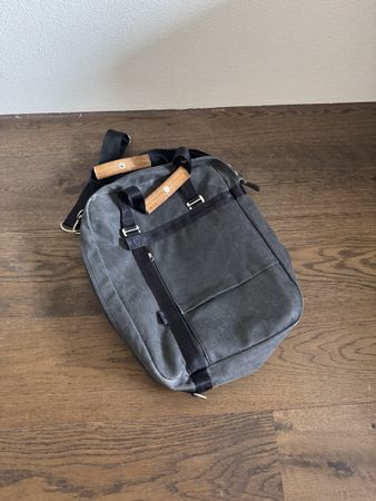 Qwestion Umhaengetasche grau Canvas Leder, guter Zustand