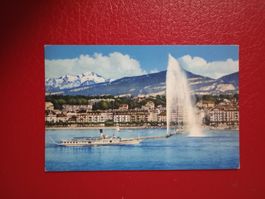 AK Color Geneve Schiff Jet d'eau