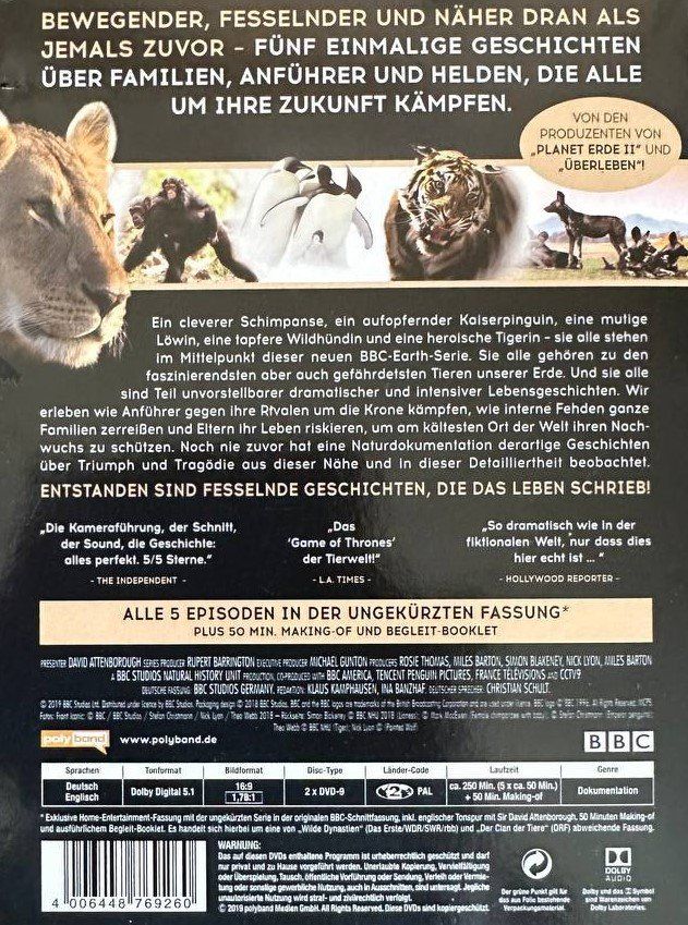 Tutti i DVDs: Wilde Dynastien - 2 DVDs - BBC Earth - Clans der Tiere – Usato da Beringen venduto da Mantafisch1 1