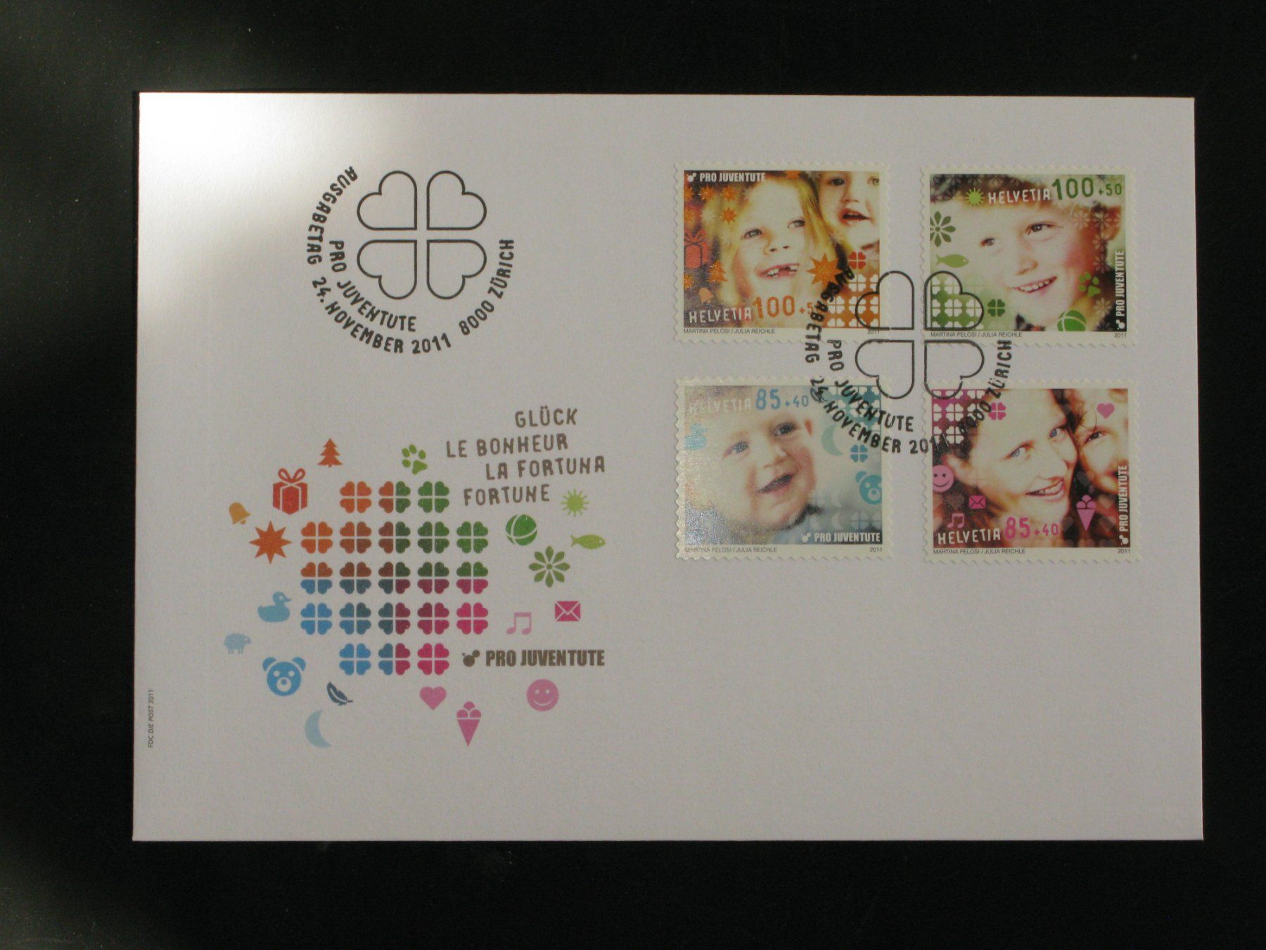 Alle Briefmarken: Pro Juventute FDC 2011 Nr. 401A-404A Glück – Gebraucht aus Riken AG von HEROWE