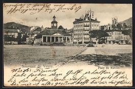 AK Vevey, Place du Marche, 1902