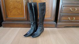 Christian Dior Bottes Femme Cuir Noir T.38 Très Bon État